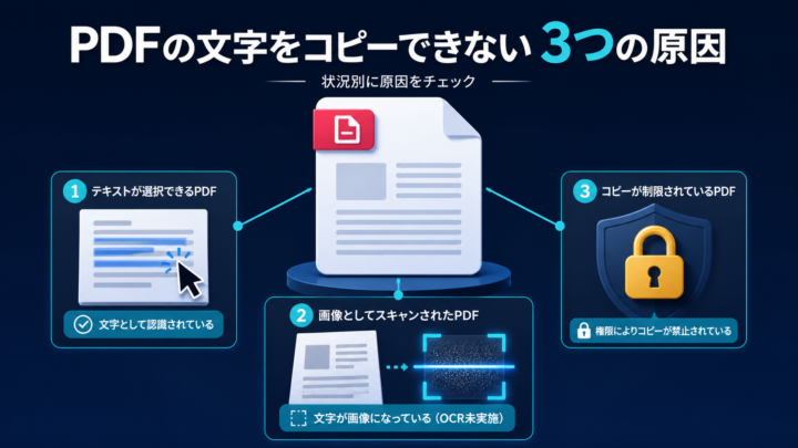 PDFを選択・権限・OCRの3原因に切り分ける判定表