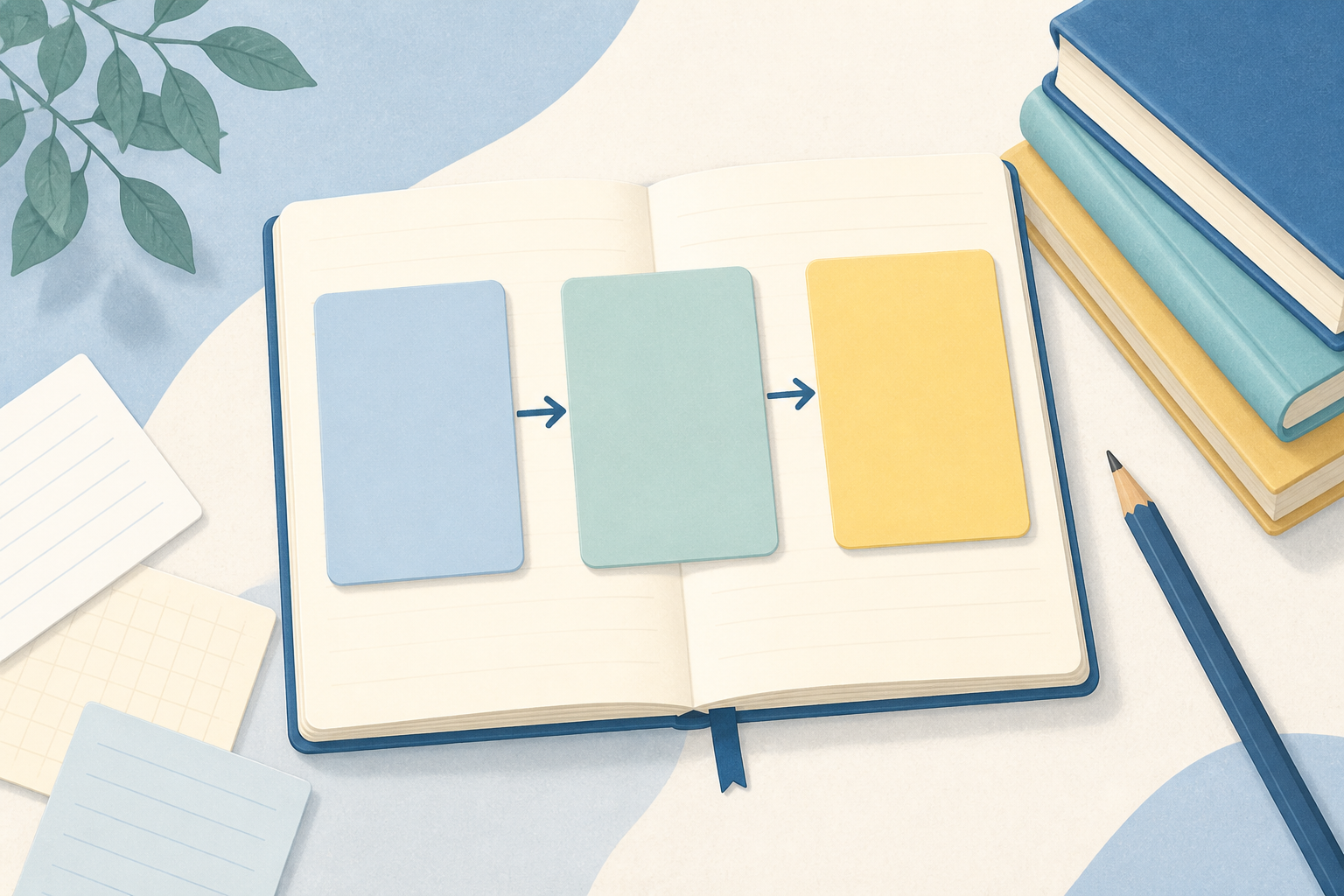 Book report structure notes and three-part outline illustration